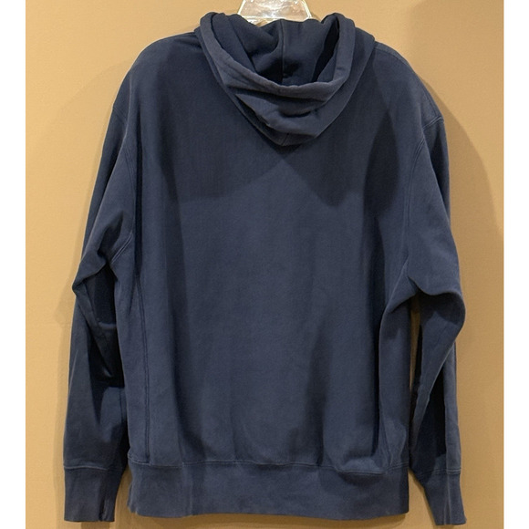 Vintage Champion Reverse Weave Hoodie 90s Mens Blue Blank Pullover Size XL - Picture 2 of 8